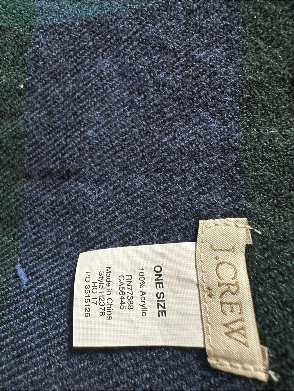 J.Crew Classic Oversized Plaid Blanket Scarf Wrap Fringed Green Navy